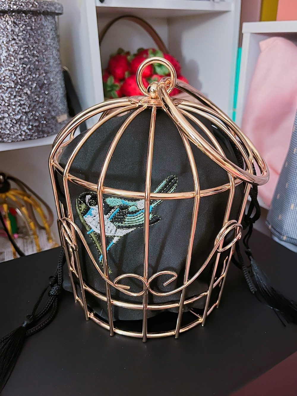 Unique vintage style birdcage novelty clutch purse